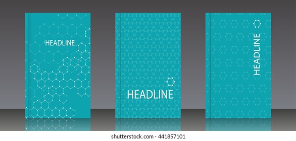 Set of digital backgrounds for dna molecule structure vector illustration.
