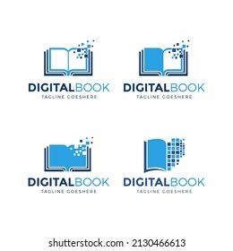 set of digital book logo design vector illustration