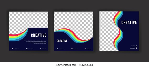 Set Of Digital business marketing banner for social media post template. Colorful Background. Rainbow Theme. Suitable for social media posts and web advertising