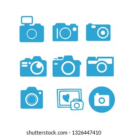 set digital camera with blue color vector illustration.-vector