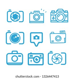 set digital camera with blue color vector illustration.-vector