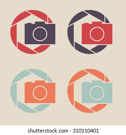 Set Of Digital Camera Icons. Shutter Icon Sign Logo.