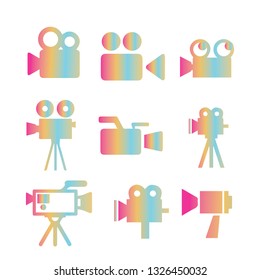 set digital camera vidio recording with rainbow color illustration.-vector