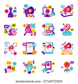 Conjunto de Ilustrações Planas da Campanha Digital