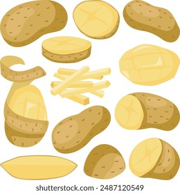 Set collage digital de patatas frescas
