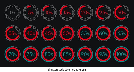 Set digital collection charts infographics isolated Vector Illustration.
