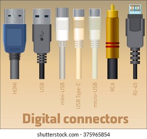 Set of digital connectors / Set of 7 types of digital connectors