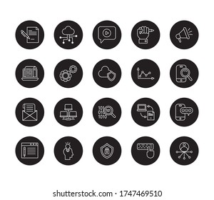 set of digital contents icons vector illustration design