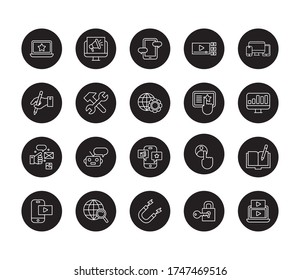 set of digital contents icons vector illustration design