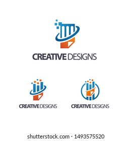 Set digital data document logo icon