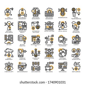 Set of digital economy thin line and pixel perfect icons for any web and app project. 