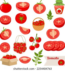 Set of digital elements with fresh tomato
