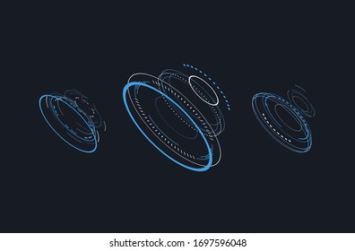 Set digital futuristic user interfaces, HUD for app and web. Abstract vector illustration futuristic concept.