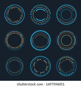 Legen Sie digitale futuristische Benutzeroberflächen, HUD für App und Web fest. Abstrakte Vektorillustration illustriert futuristisches Konzept.