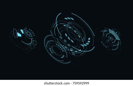 Set digital futuristic user interfaces, HUD for app and web. Abstract vector illustration futuristic concept.