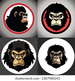 Satz digitaler Gorilla-Logo-Kunst, digitale Vektorgrafik
