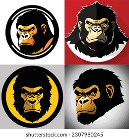 set of digital gorilla logo art vector illustration
