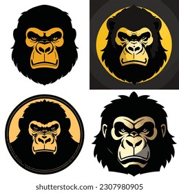 
set of digital gorilla logo concept style vector illustration