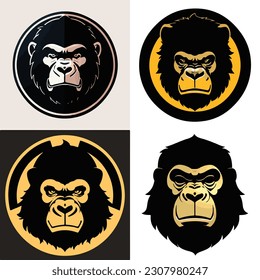 set of digital gorilla logo creative digital art vector illustration