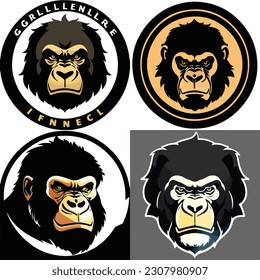 set of digital gorilla logo modern creative vector illustration