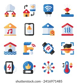 Set of Digital House Flat Icons

