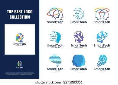 set of digital human, brain tech, artificial intelligence logo design