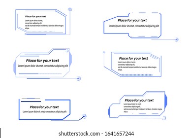 Set of digital information labels on white background.Layout element for web, brochure, presentation or infographics.Callouts titles.set of HUD futuristic sci fi frame template.eps10