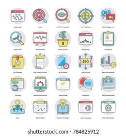 
Set Of Digital and Internet Marketing Flat Vector Icons 
