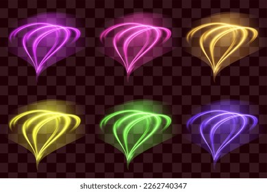 Set of digital light elements concept with bright colorful stars flares glittering and sparkling effects vector illustration