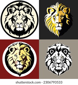 set of digital lion logo modern creative vector illustration