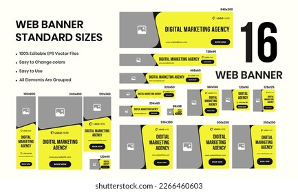 Set of digital marketing agency web banner template design for social media posts, vector eps 10 file web banner design