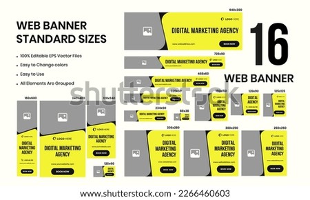 Set of digital marketing agency web banner template design for social media posts, vector eps 10 file web banner design