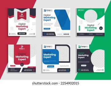 Set of Digital marketing and corporate social media post templates or Web banner