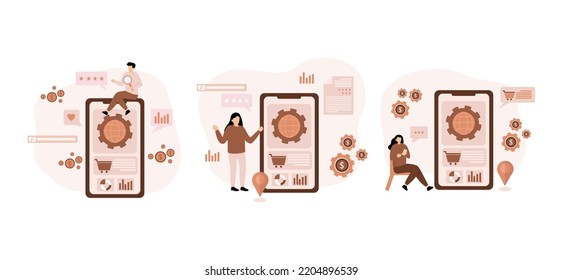 Set of Digital Marketing Flat Bundle Design