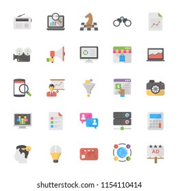 Set of Digital Marketing Flat Icon Vector