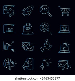 Set of digital marketing gradient icon design