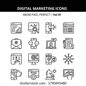 Set Of Digital Marketing Icons, Line Icons