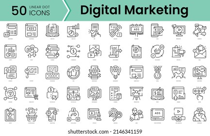 Set of digital marketing icons. Line art style icons bundle. vector illustration