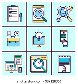 Set of digital marketing icons - Seo icons - part 1 - filled outline