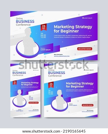 Set digital marketing live webinar and business social media post template for thumbnail, post and stories