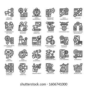 Set of digital marketing thin line and pixel perfect icons for any web and app project. 