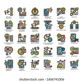 Set of digital marketing thin line and pixel perfect icons for any web and app project. 