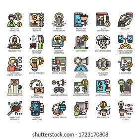 Set of digital marketing thin line and pixel perfect icons for any web and app project. 
