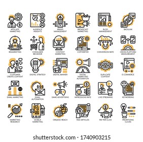 Set of digital marketing thin line and pixel perfect icons for any web and app project. 