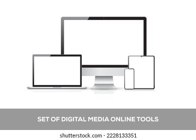 Set of digital media tools. EPS 10 Vector