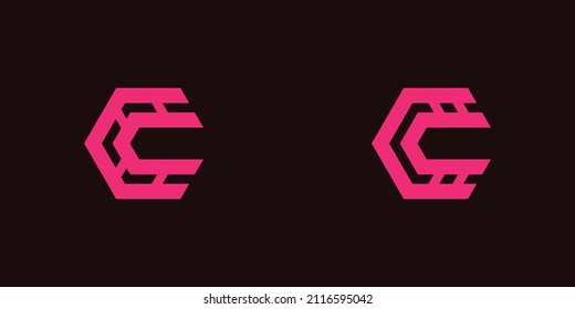 Set of digital modern C logo letter in mono line style. Beautiful logotype initial design for company or personal branding. EPS8 #01