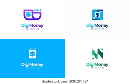 Conjunto de diseños de logotipos digitales vector de concepto, icono de la plantilla de logotipo de pago digital