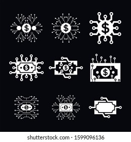 set digital money logo technology vector template