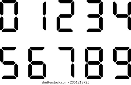 Set of digital numbers (black)