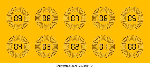 Set of digital numbers. Figures with speed lines. Minimalist, modern numbers from 0 to 9.